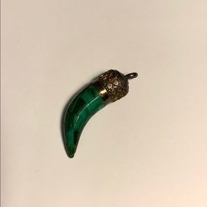 Silver and malachite Tibetan tusk charm